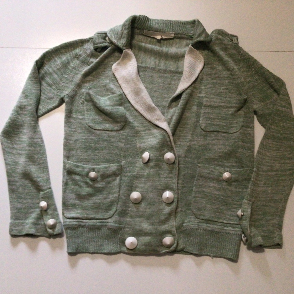 Phillip Lim 3.1 Green Sweater Blazer Jacket Size Small View 6